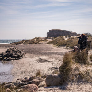 Es wird am Strand in Skagen bei Dänemark fotografiert.